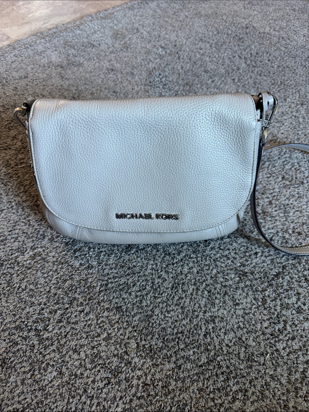 Michael Kors Pebbled Leather Crossbody in Light Gray